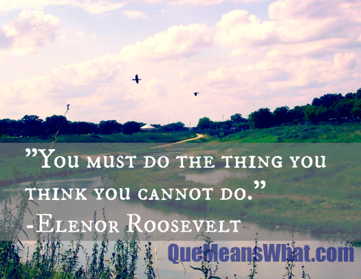You must do the thing you think you cannot do. Elenor Roosevelt