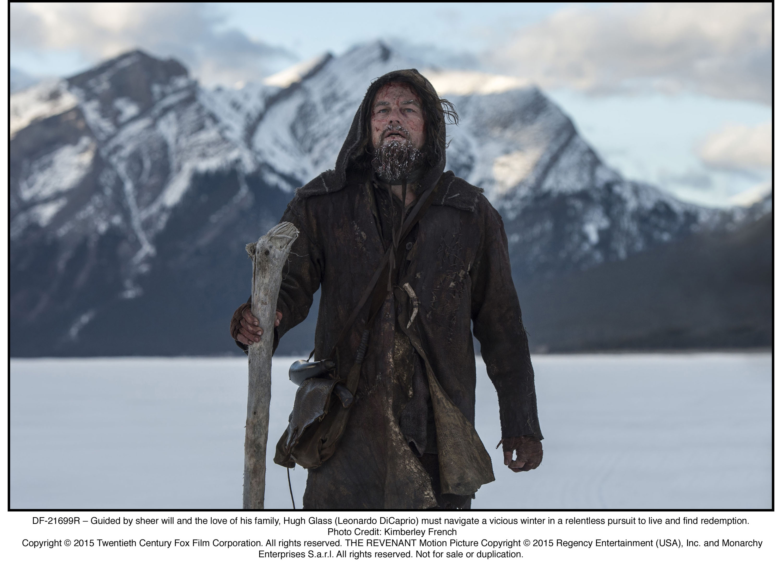 DF-21699R – Guided by sheer will and the love of his family, Hugh Glass (Leonardo DiCaprio) must navigate a vicious winter in a relentless pursuit to live and find redemption.