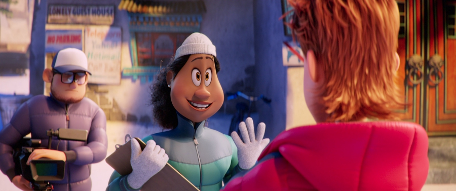 (Center L-R) Brenda voiced by YARA SHAHIDI and Percy voiced by JAMES CORDEN in the new animated adventure "SMALLFOOT," from Warner Bros. Pictures and Warner Animation Group. Courtesy of Warner Bros. Pictures