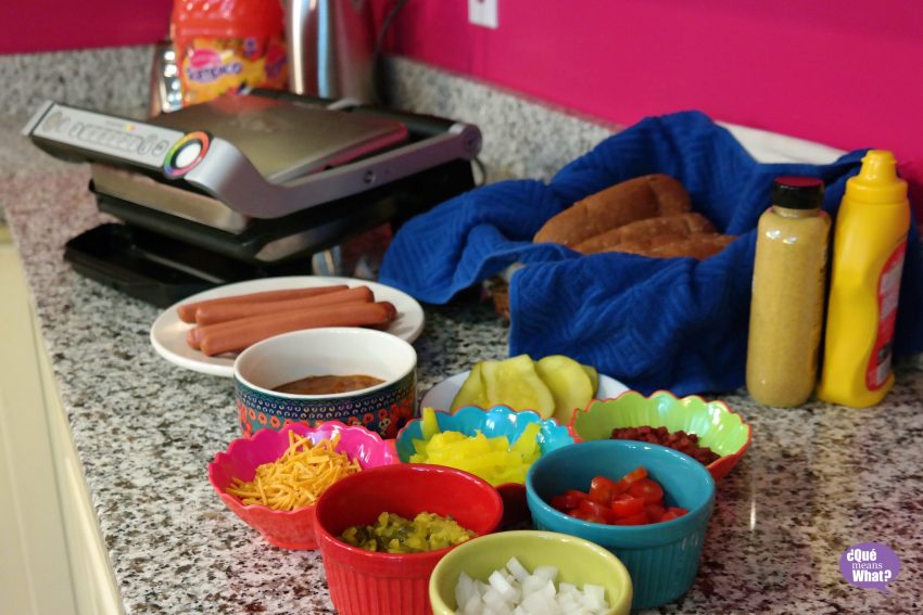 Grilling Indoors - Our Hot Dog Bar QueMeansWhat.com