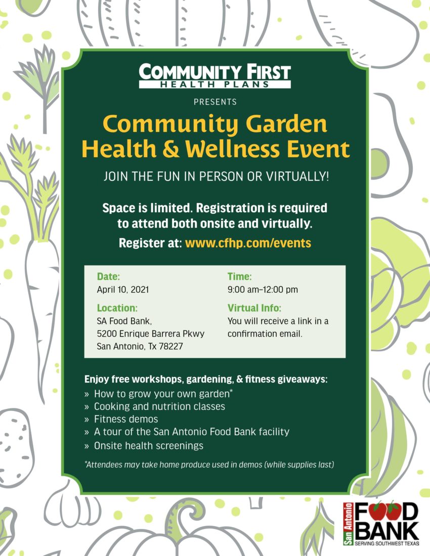 Learn Healthier Lifestyle Tips at the Community Garden Health and Wellness Event (Flyer)