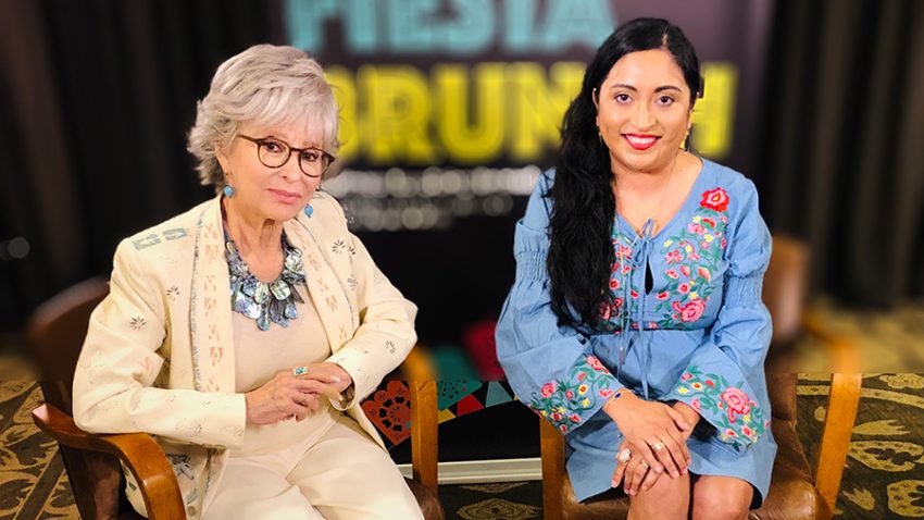 Rita Moreno and Melanie Mendez Gonzales sitting next to each other, San Antonio, TX,. 2019